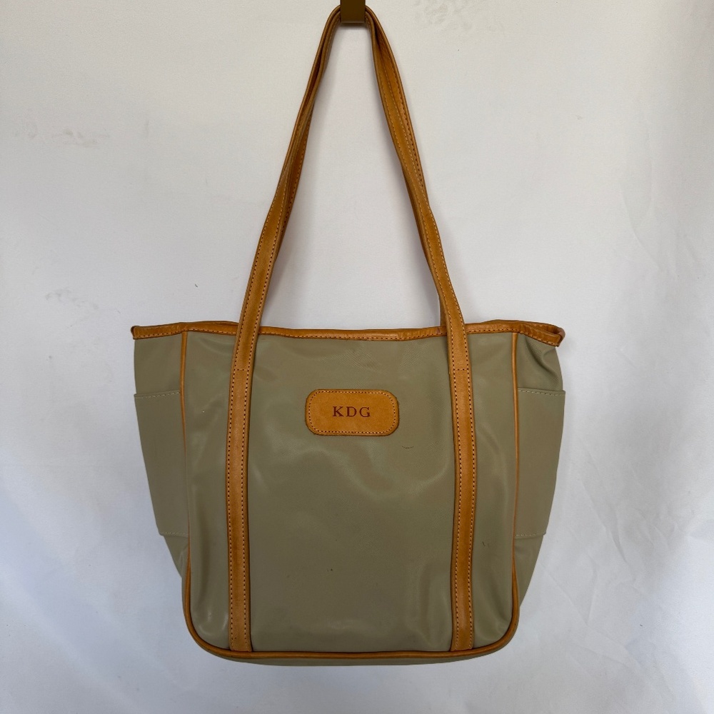 Jon Hart Nylon Leather Trim Tote Bag with "KDG" Monogram